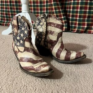 Ariat Red and White Striped Boots